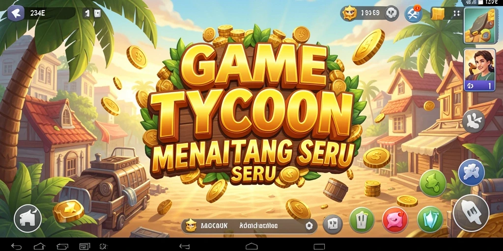 Tampilan gameplay seru di dunia bisnis Tycoon yang kompleks.