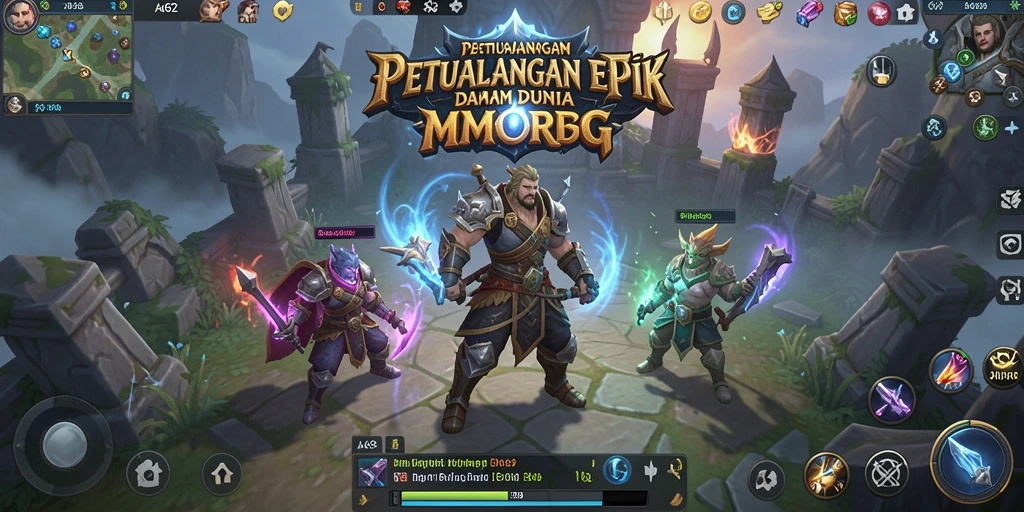 Screenshot gameplay AA62 menampilkan aksi pertempuran seru di dunia MMORPG.