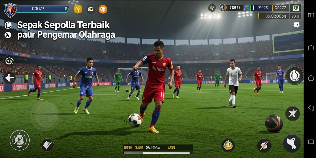 Tampilan gameplay COO77 dengan aksi sepak bola yang mendebarkan.
