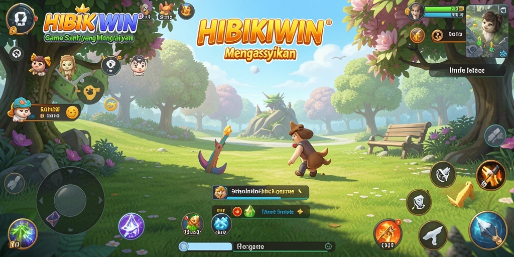 Tampilan gameplay HIBIKIWIN yang penuh warna dan menarik.