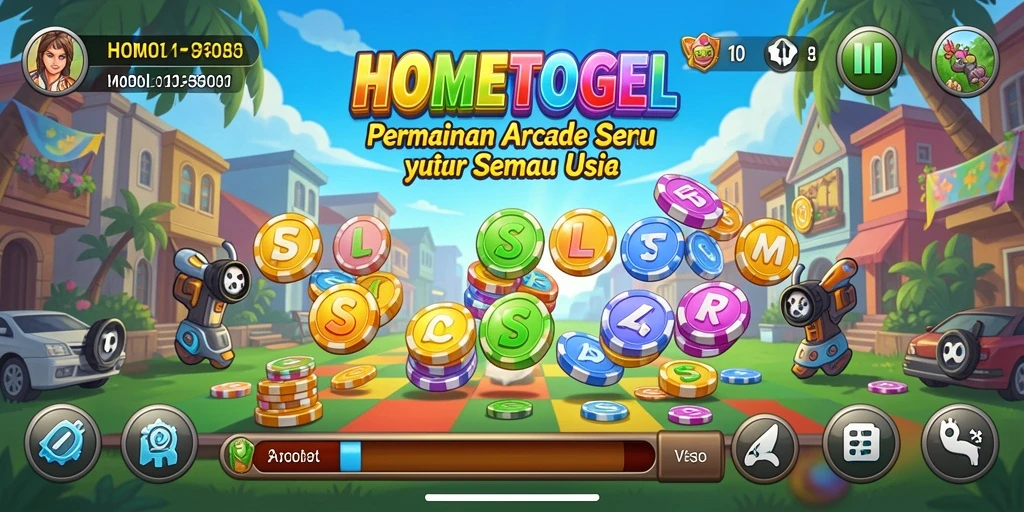 Tampilan gameplay utama HOMETOGEL yang seru dan menantang.