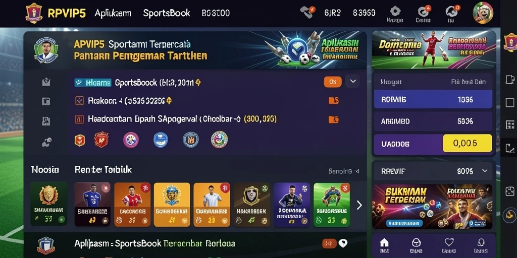 Tampilan gameplay RPVIP5 dengan berbagai opsi taruhan olahraga.