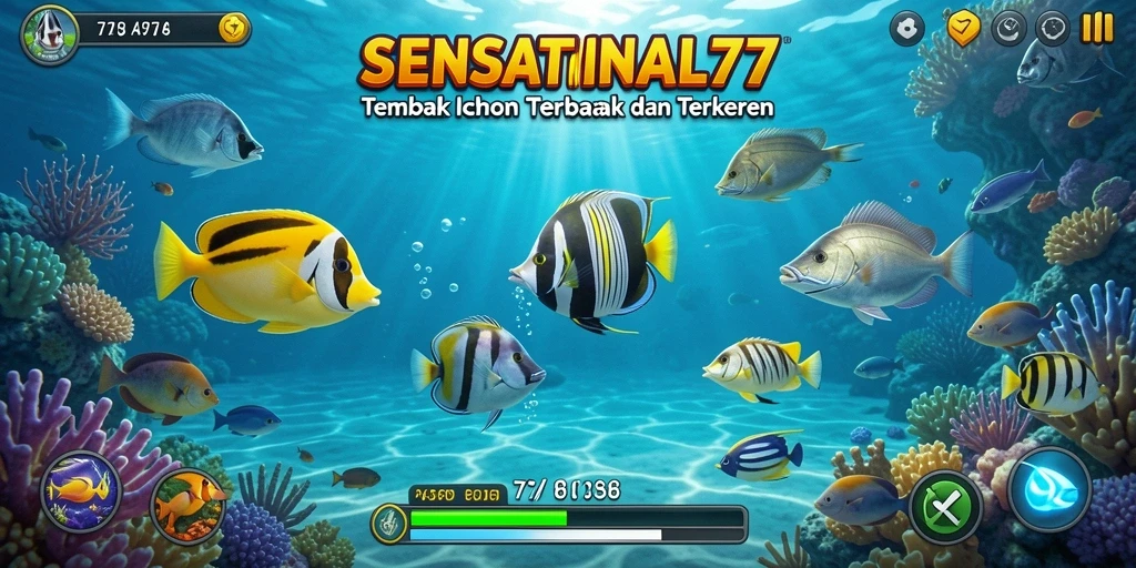 Tampilan gameplay SENSATIONAL77 yang seru dengan beragam ikan.