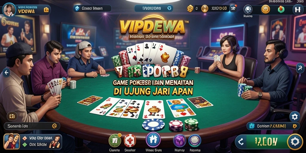 Tampilan gameplay Poker di VIPDEWA dengan suasana yang menegangkan.